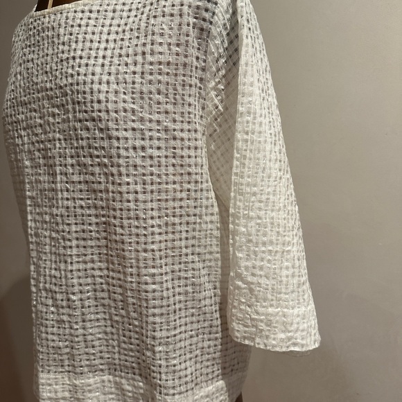 Sam and Lavi Ivory Honeycomb Check Shimmery Blouse Size M - Picture 3 of 8